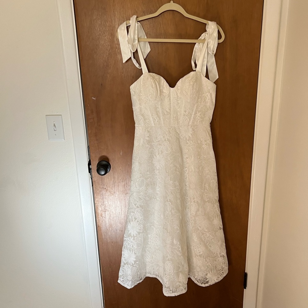 Aidan white lace midi dress
